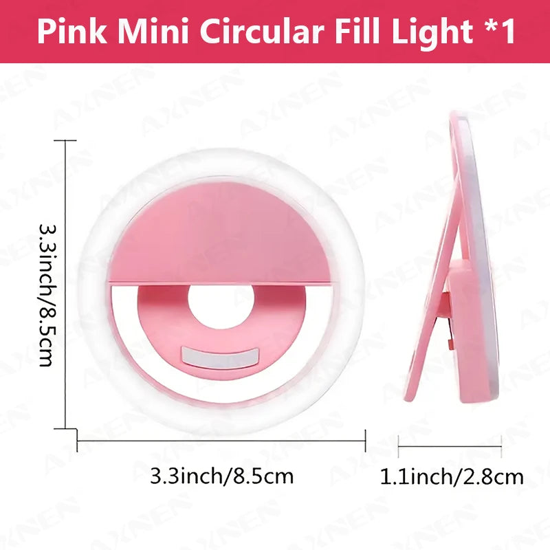 Mini LED Selfie Ring Light Clip – USB Rechargeable Fill Light for iPhone & Android