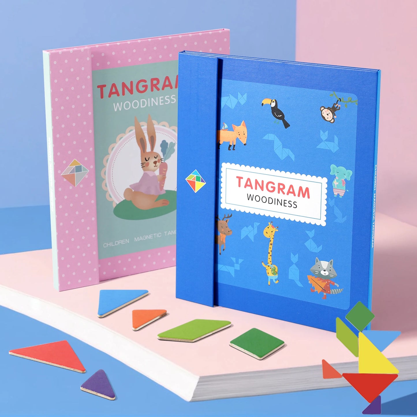 Magnetic Wooden Tangram Puzzle Book – Montessori Learning Toy for Kids