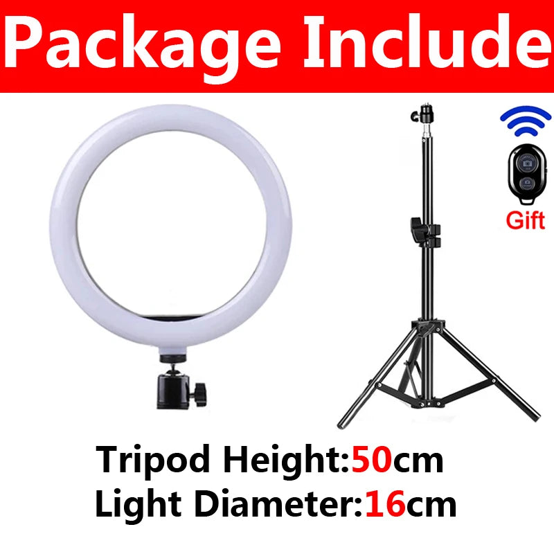 LED Selfie Ring Light with Tripod & Phone Holder – Perfect for YouTube, TikTok & Live Streaming