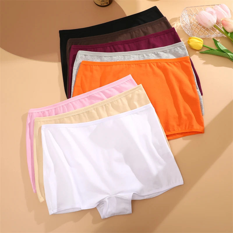 4PCS Women's Seamless Cotton Boxer Briefs Set – Soft & Sporty Boyshort Panty Underwear XS-XL