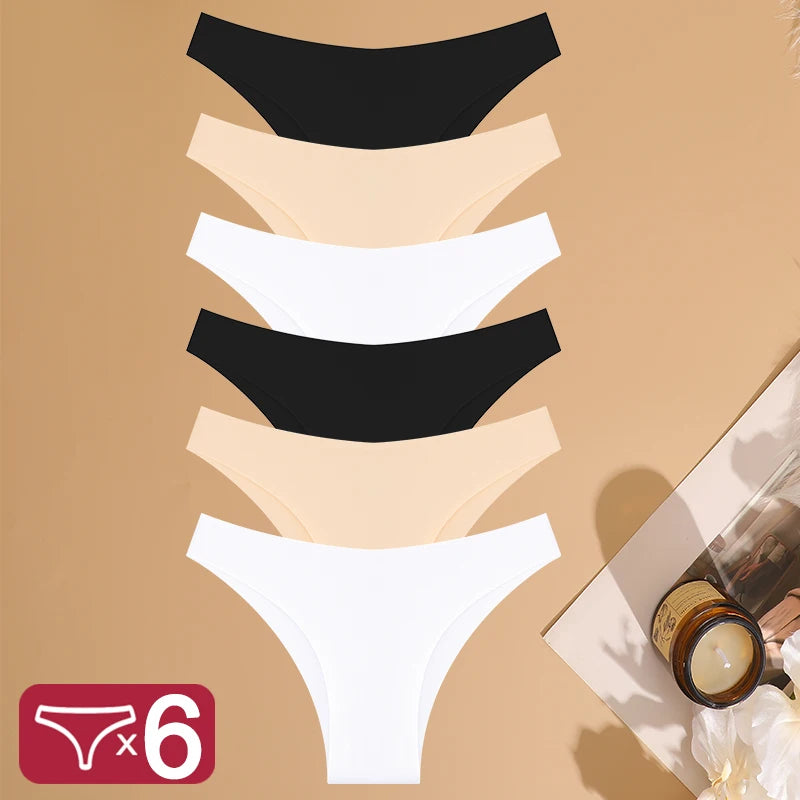 6PCS Set Sexy Ice Silk Low Waist Panty – Invisible Seamless Comfort