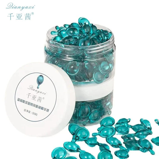50PCS Blue Copper Peptide Face Serum Capsules for Skin Firming & Tightening – Nighttime Moisturizing Serum for Youthful Skin
