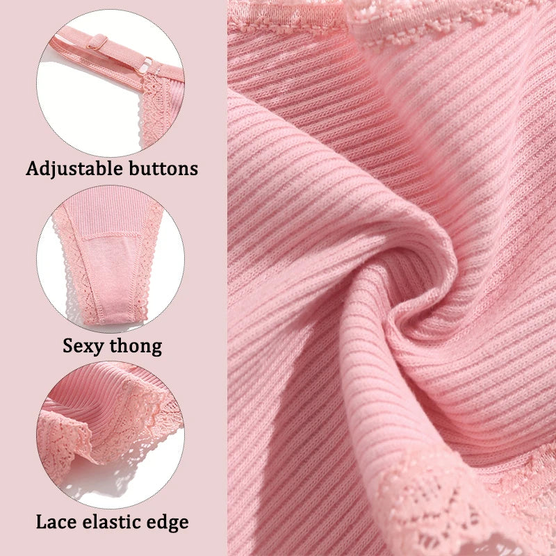 5Pcs Set Cotton G-String Thong Panty – Adjustable Waist T-Back Lingerie