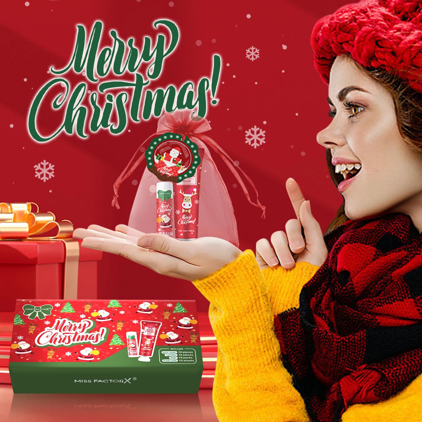 π 10PCS Christmas Hand Cream & Lip Balm Set β Perfect Party Gift with Santa Card π