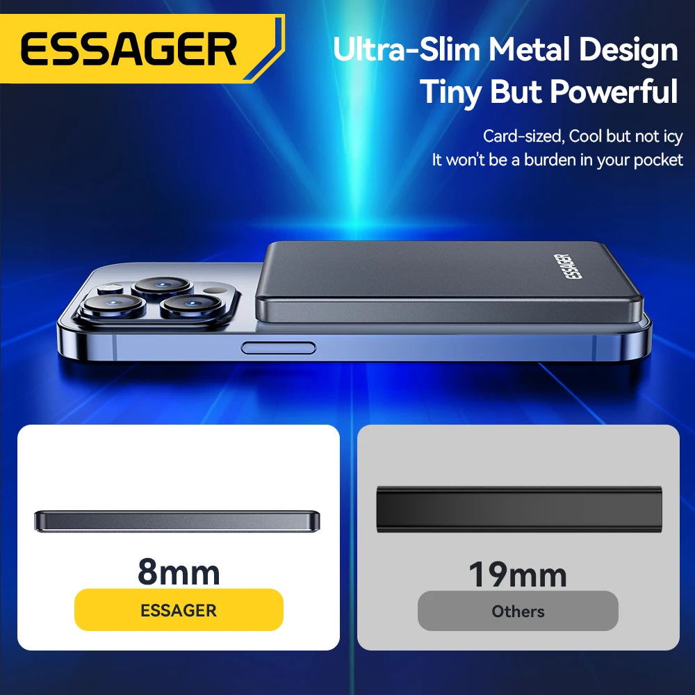 Essager 20W MagSafe Magnetic Wireless Power Bank – Ultra Slim 5000mAh Fast Charger for iPhone 16/15/14/13