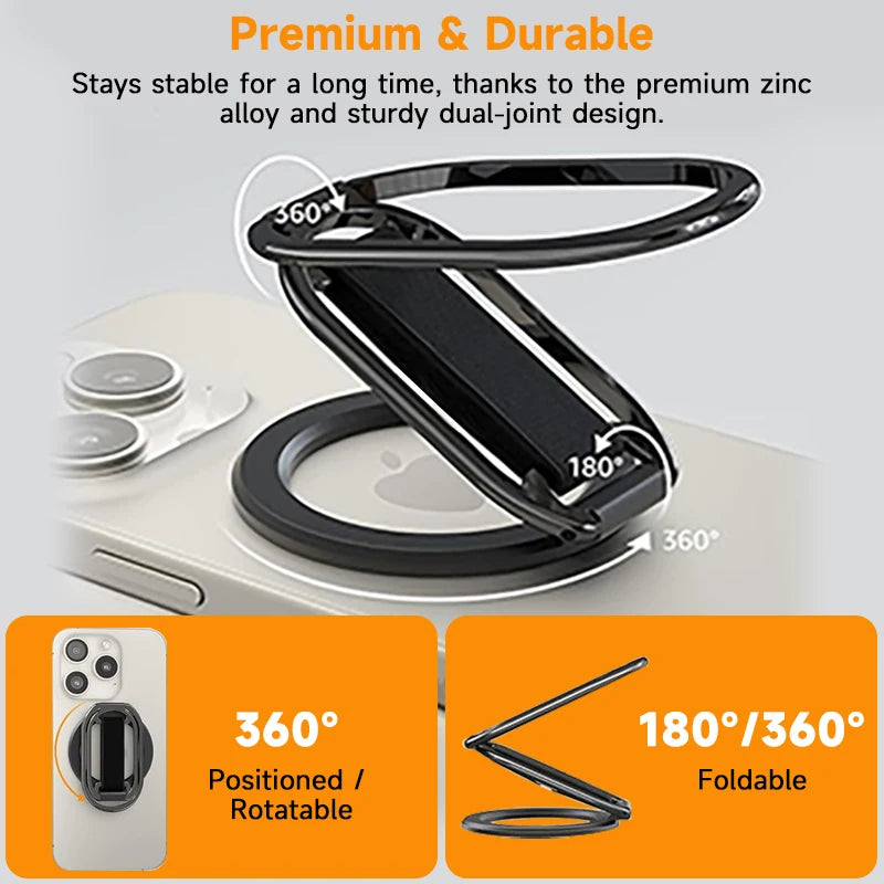 MagSafe Magnetic Phone Grip & Stand – 4-in-1 Rotatable Holder for iPhone 16/15/14/13/12