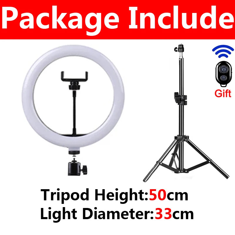 LED Selfie Ring Light with Tripod & Phone Holder – Perfect for YouTube, TikTok & Live Streaming