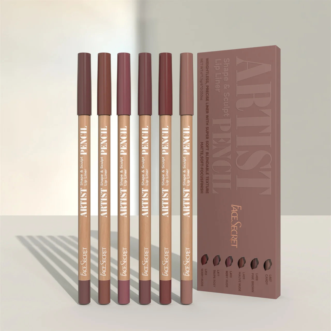 Face Secret Lip Liner Pencil Set – Smooth, Precise, & Long-Lasting