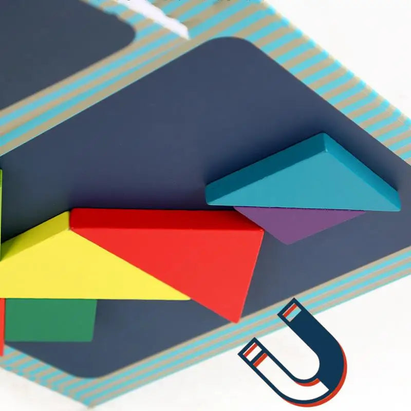 Magnetic Wooden Tangram Puzzle Book – Montessori Learning Toy for Kids