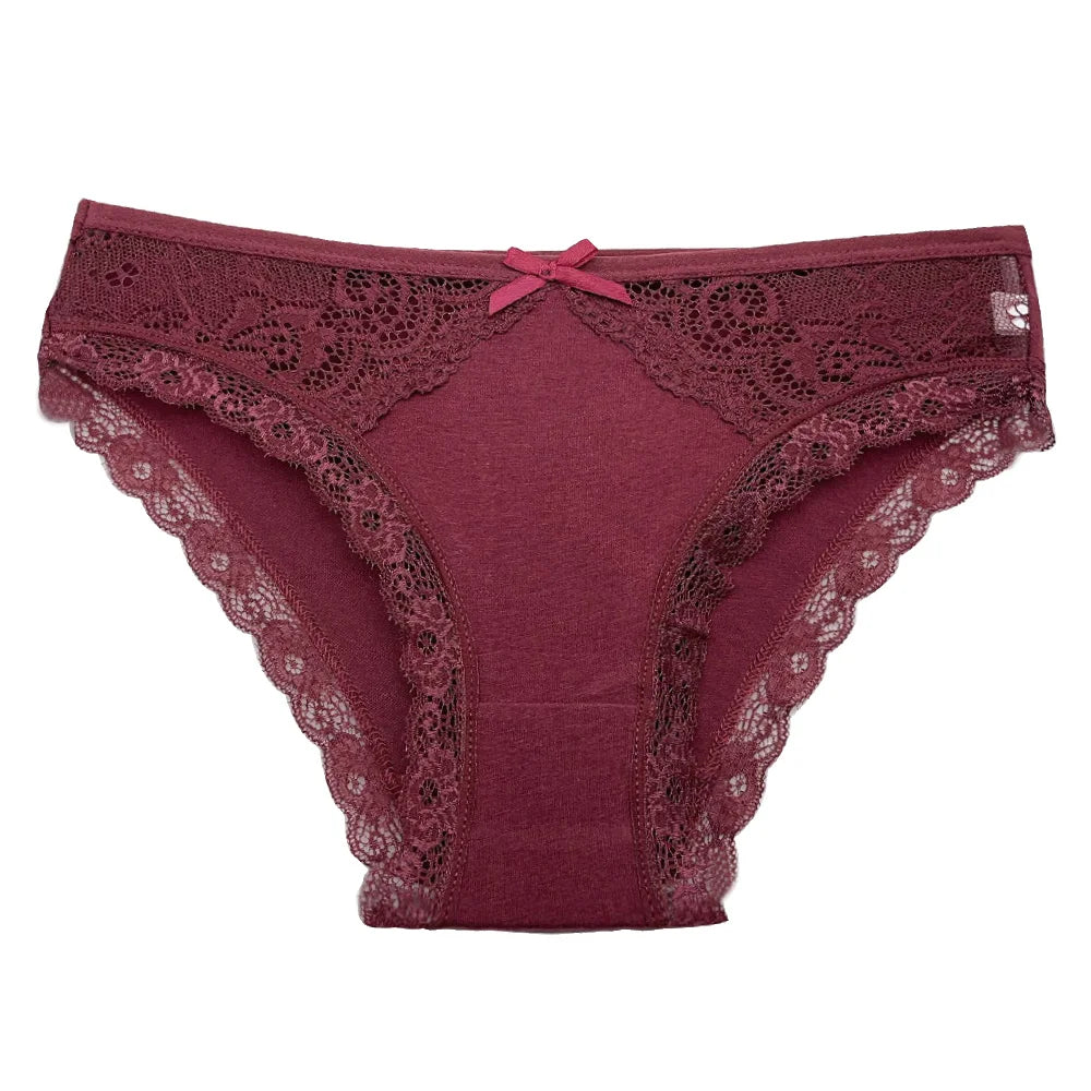 5PCS Set Stylish Lace Panty – Low Rise Cotton Briefs for Women