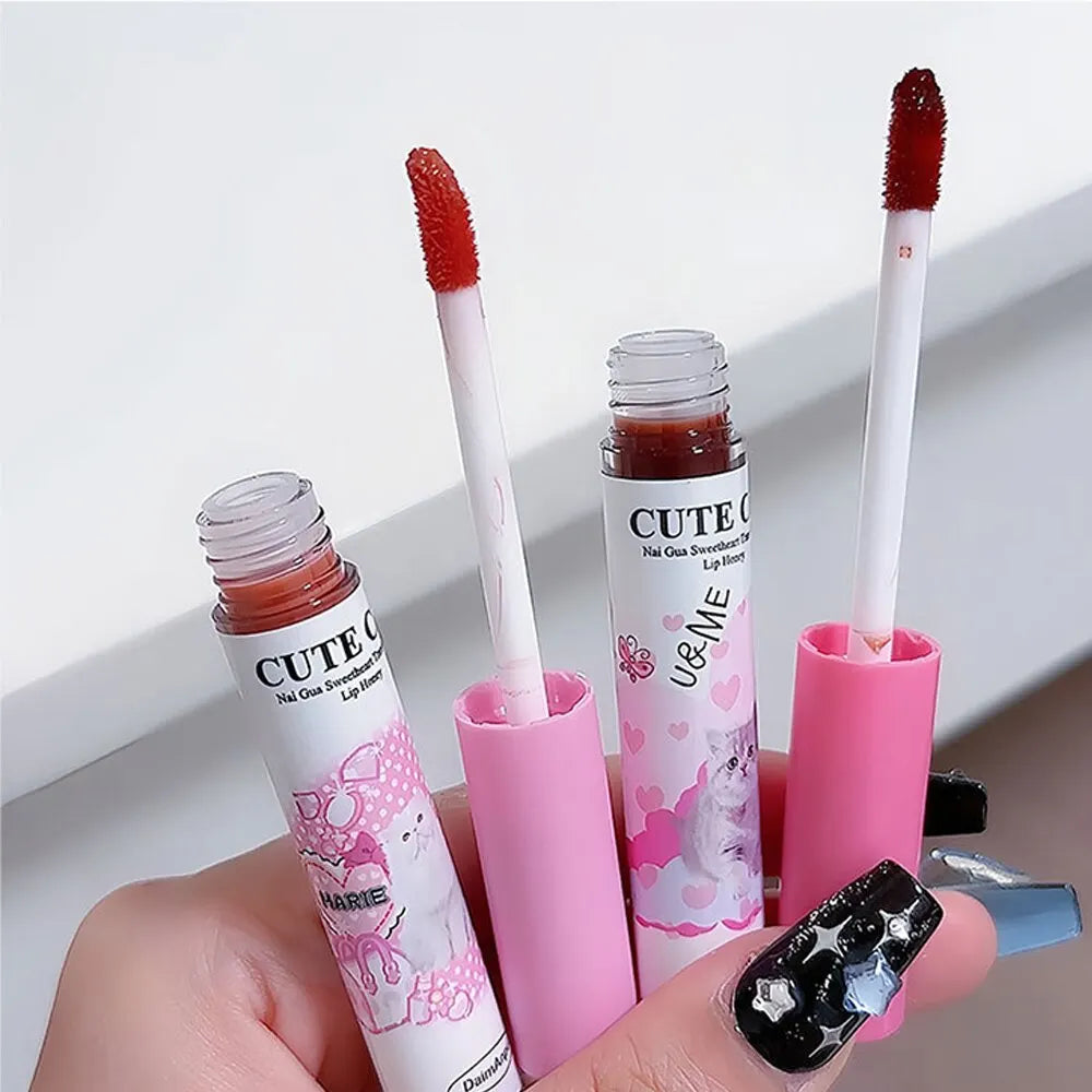 π± Cute Cat Mirror Lip Glaze 6pc Set β Vibrant Shades for Glossy, Hydrated Lips!