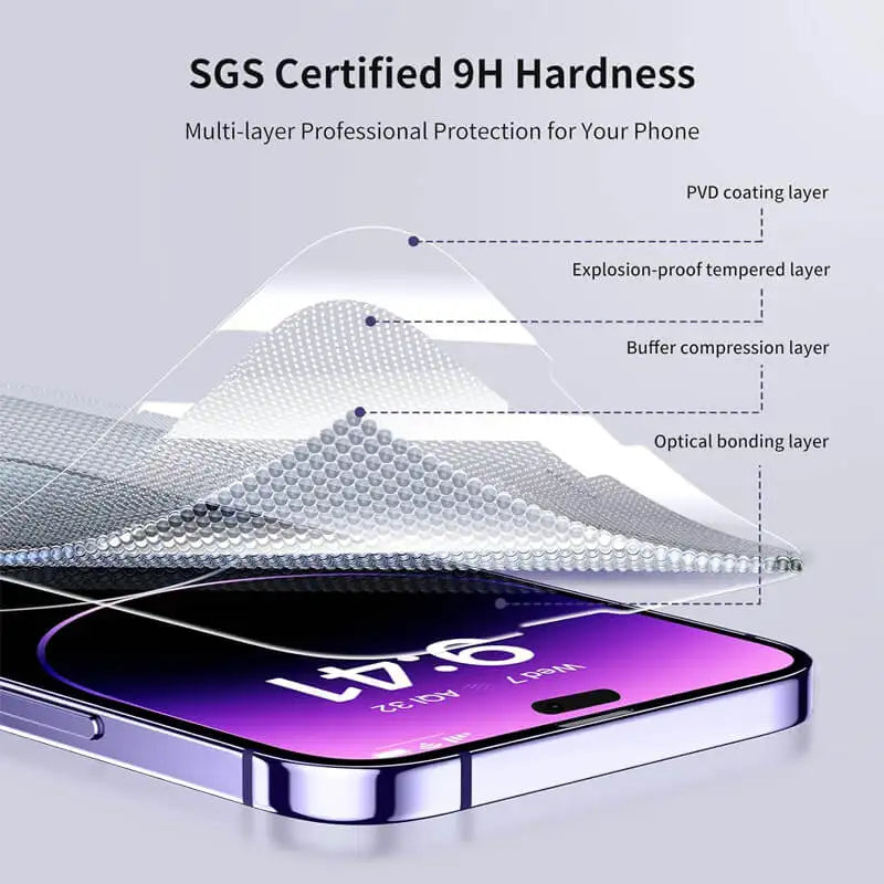 HD Tempered Glass Screen Protector for iPhone 11/12/13/14/15/16 Pro Max – Ultra Clear Glass Film