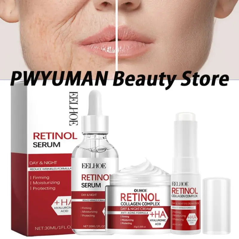 Retinol Anti-Aging Serum, Eye Stick & Wrinkle Repair Face Set for a Youthful Look