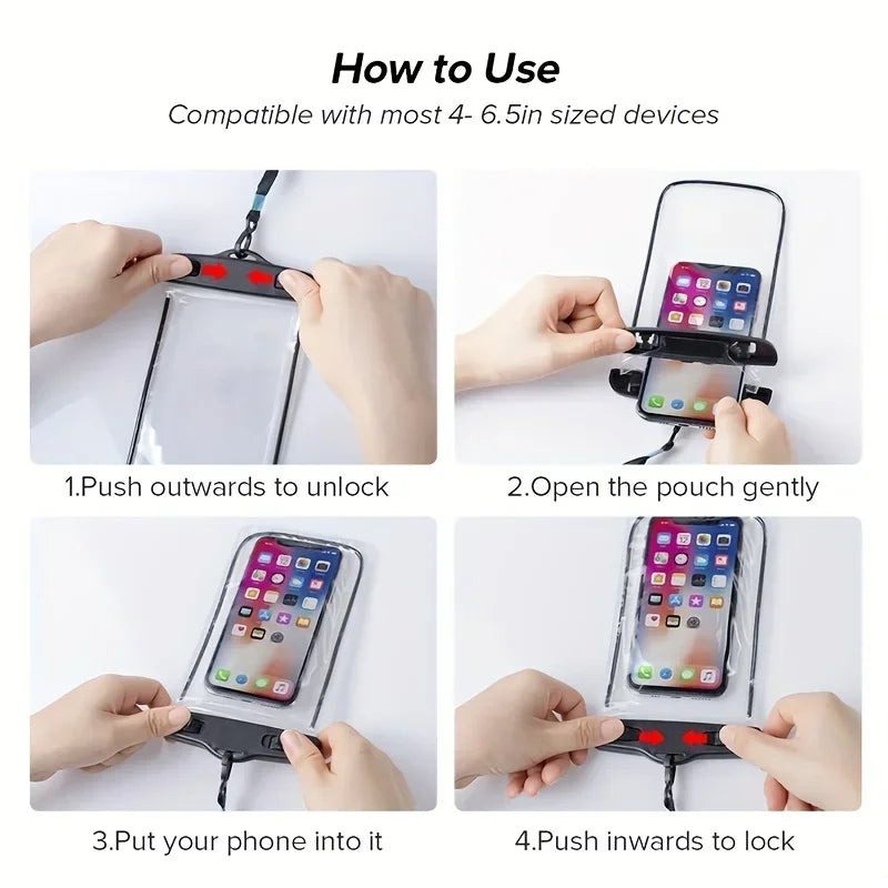 Universal Waterproof Phone Case –Swimming, Boating & Beach Safe Pouch