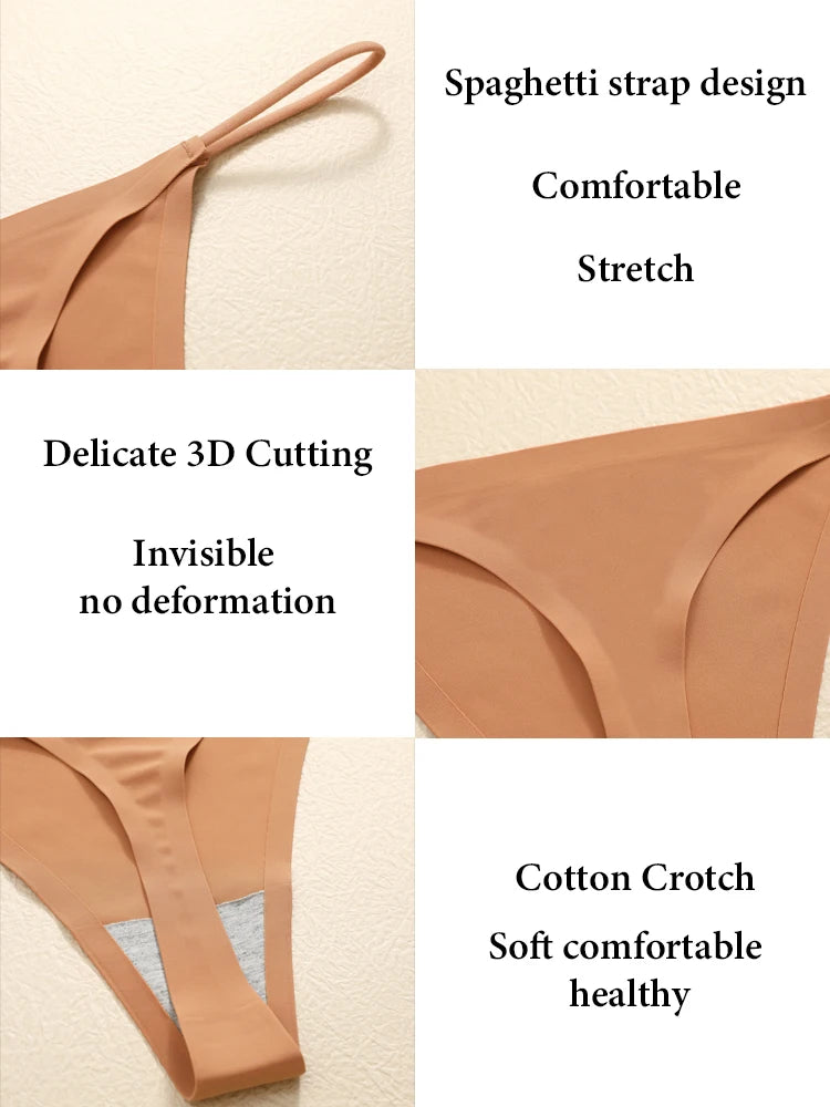 5PCS Seamless Ice Silk Thongs Panty – Ultra-Soft & Sexy Low Waist G-Strings