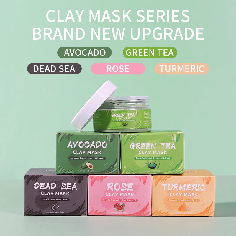 Turmeric, Green Tea, Rose & Avocado Clay Mask β Deep Cleansing & Hydrating Skincare