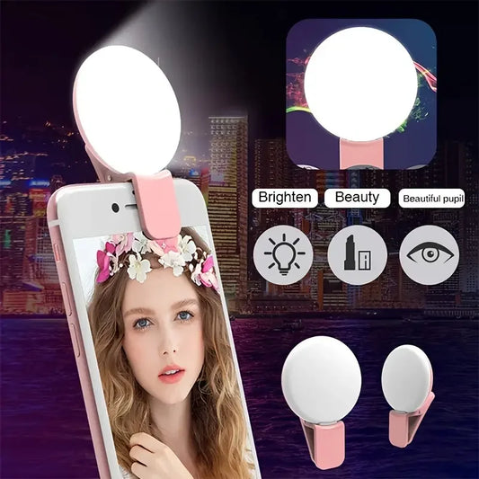 Mini Selfie Ring Light with Clip – 10 LED Beauty Flash for Perfect Shots