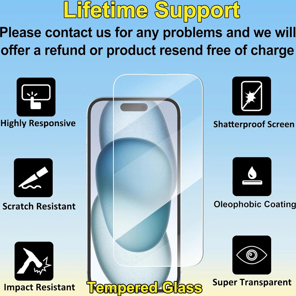 Premium Tempered Glass Screen Protector for iPhone 11–16 Series – Ultra Clear & Anti-Scratch Film