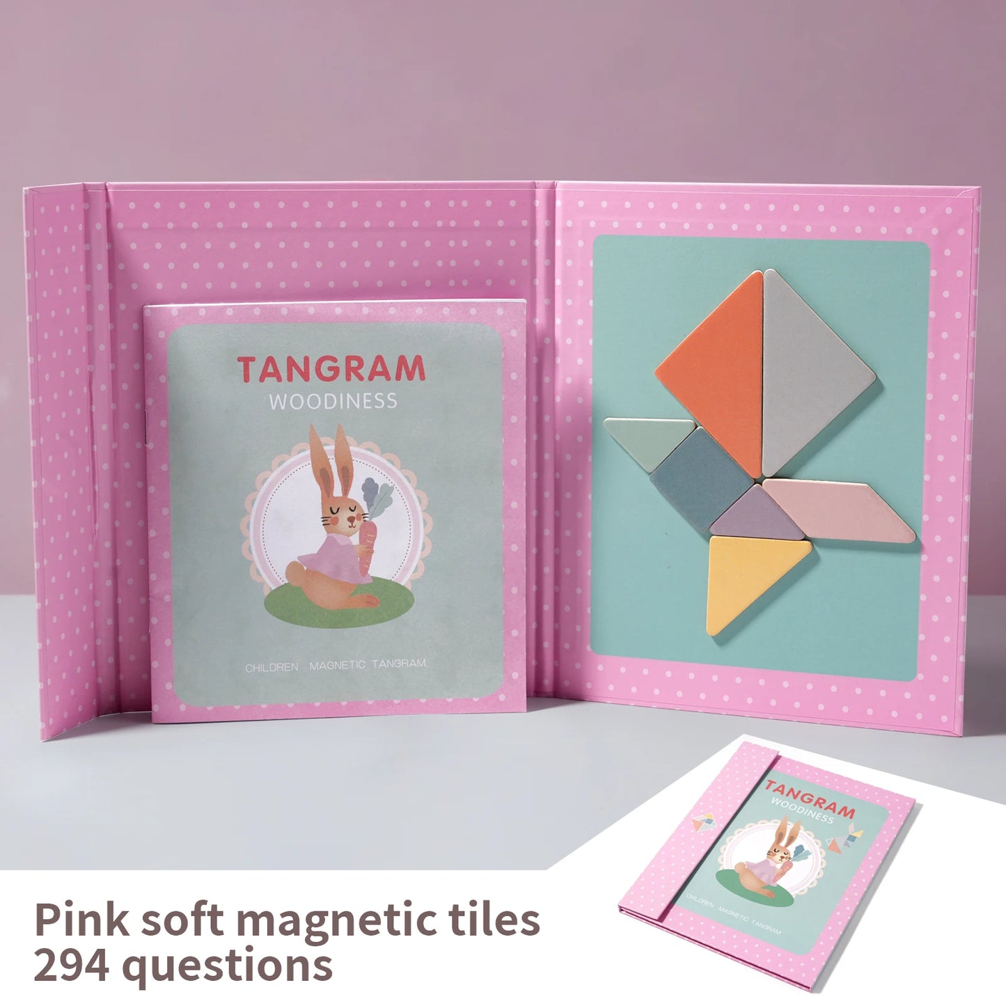 Magnetic Wooden Tangram Puzzle Book – Montessori Learning Toy for Kids