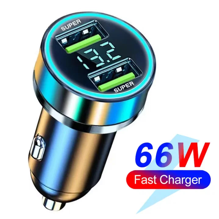 250W PD Car Charger with QC3.0 Fast Charge – 2 to 6 Port Lighter Adapter with Digital Display