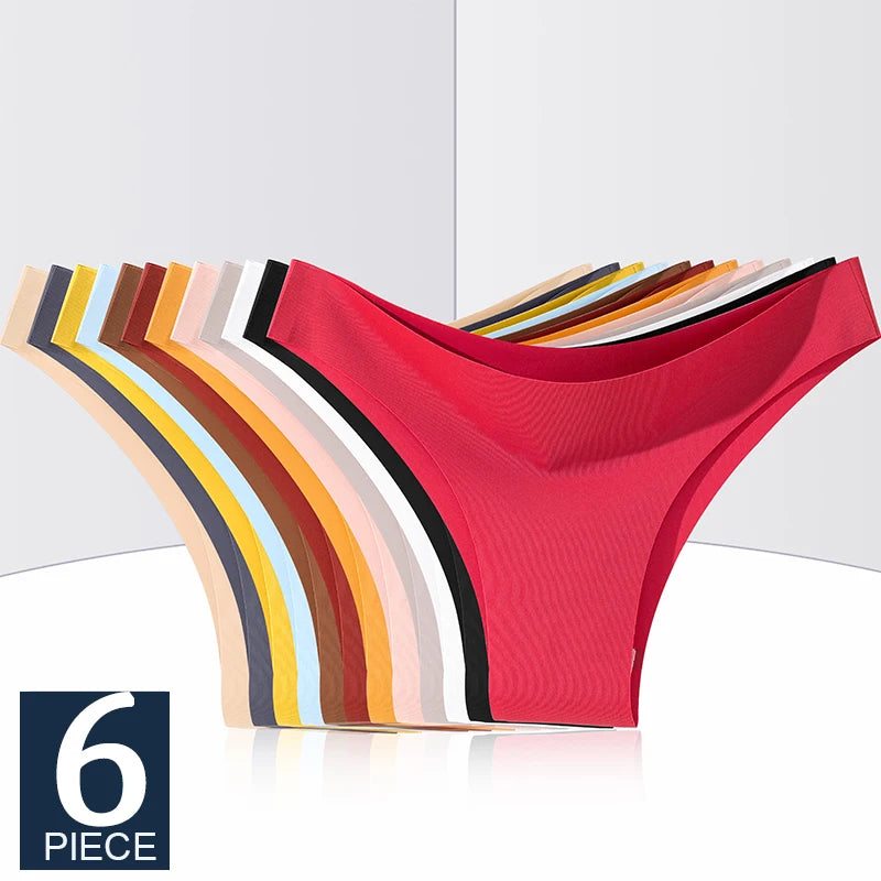 6PCS Set Sexy Ice Silk Low Waist Panty – Invisible Seamless Comfort