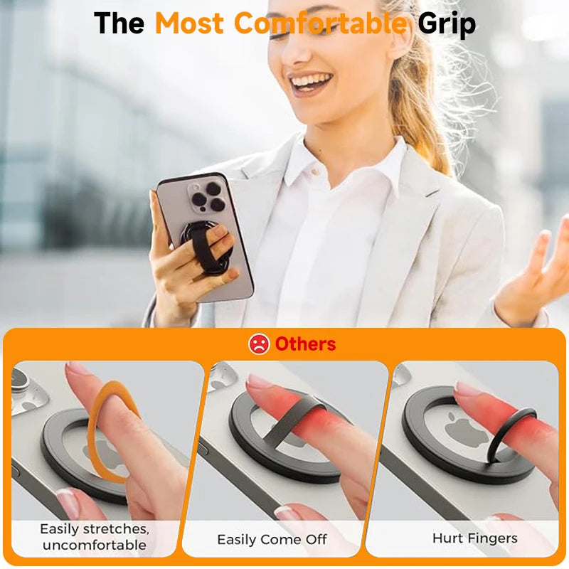 MagSafe Magnetic Phone Grip & Stand – 4-in-1 Rotatable Holder for iPhone 16/15/14/13/12