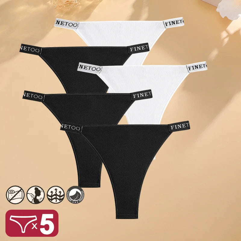 5PCS Set Low-Waist Cotton Panty – Comfortable & Stylish Lingerie Set