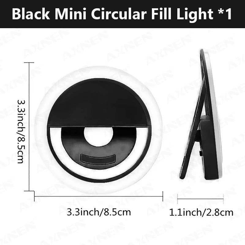 Mini LED Selfie Ring Light Clip – USB Rechargeable Fill Light for iPhone & Android