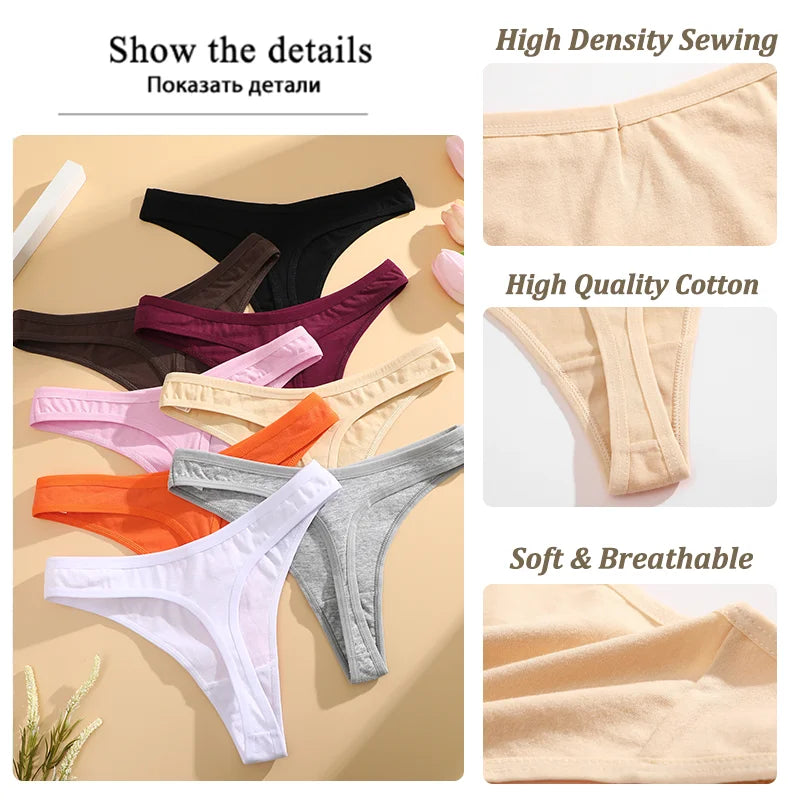 4PCS Women's Cotton Thongs Panty Set – Sexy Low Waist G-String Underwear