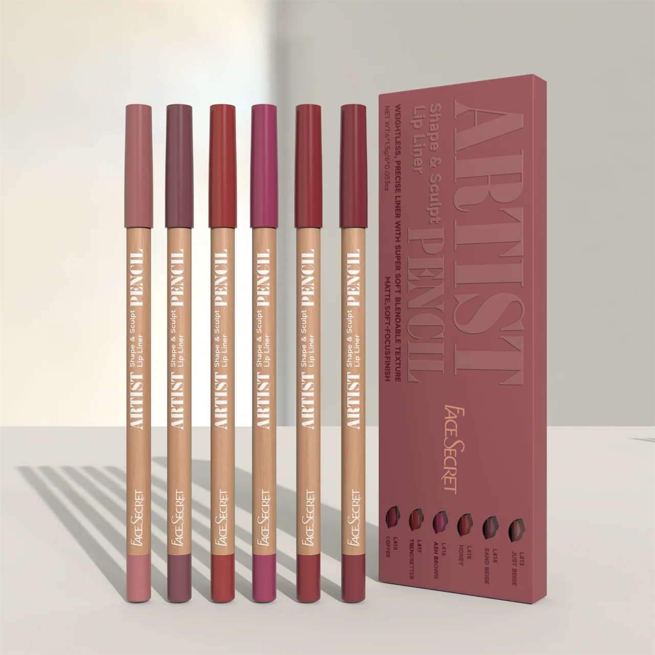 Face Secret Lip Liner Pencil Set – Smooth, Precise, & Long-Lasting