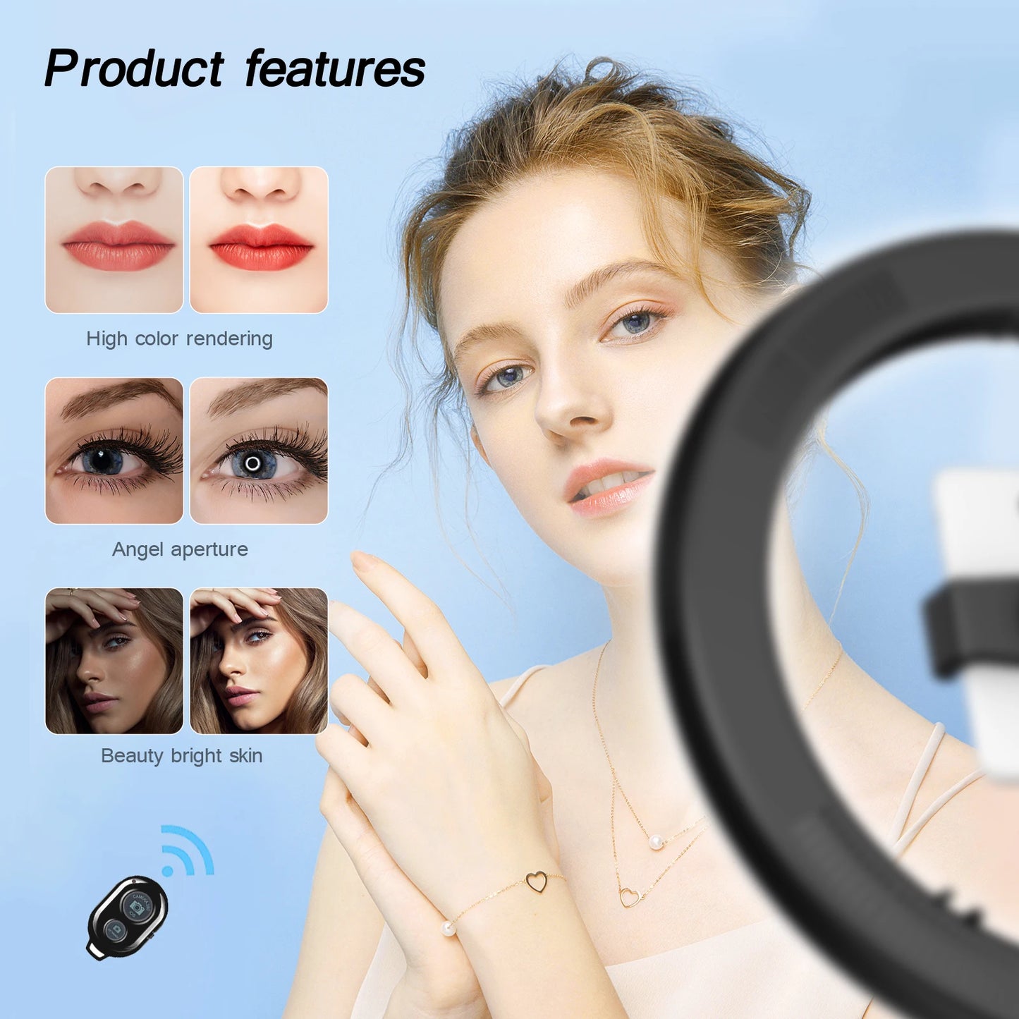 26CM LED Ring Light with Tripod & Remote – Perfect for YouTube, TikTok, and Live Streaming