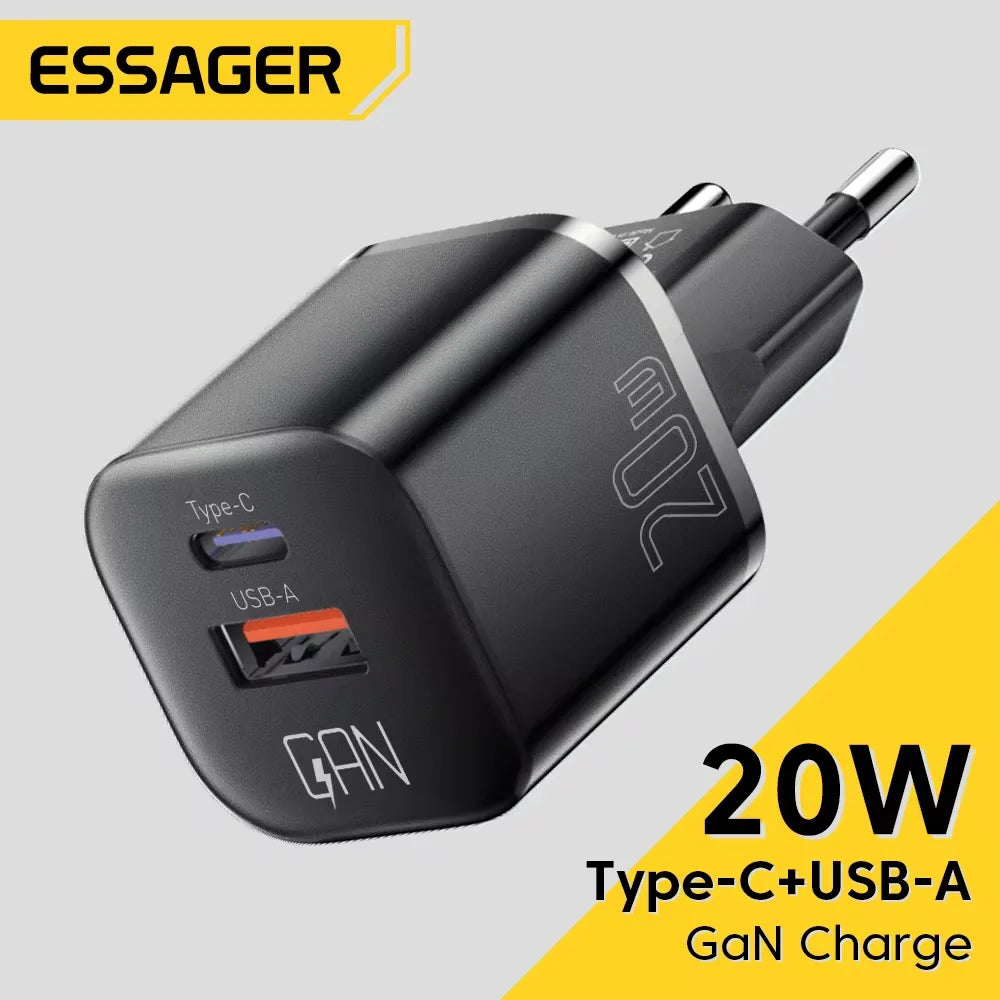 Essager 20W GaN Fast Charger | USB-C PD Quick Charge for iPhone & iPad