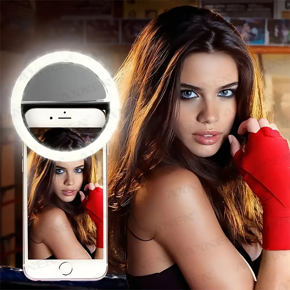 Mini LED Selfie Ring Light Clip – USB Rechargeable Fill Light for iPhone & Android