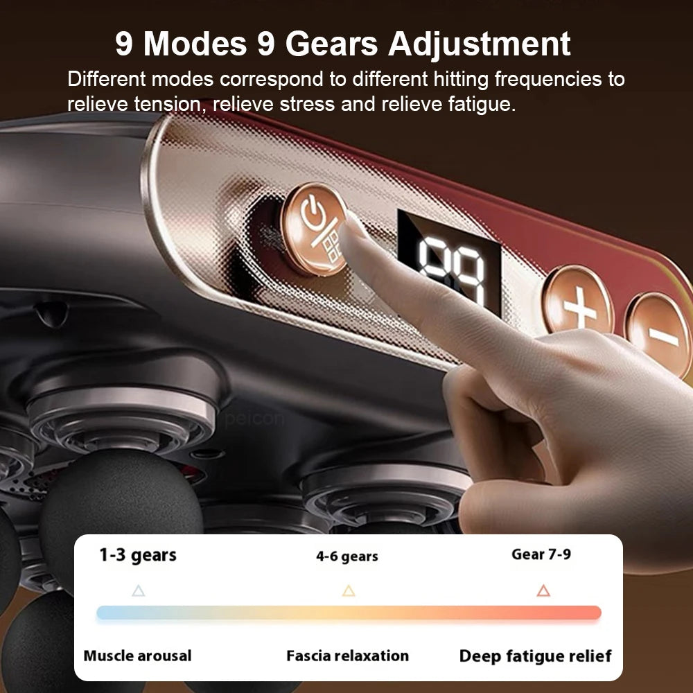Fascia Gun Back Waist Muscle Massager - Muscle Relaxation & Pain Relief with Adjustable Speeds