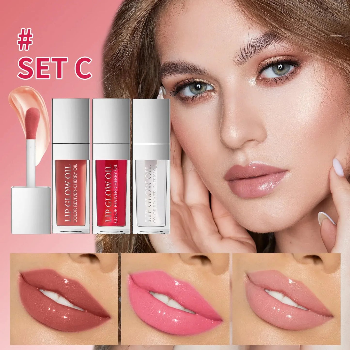 Crystal Jelly Lip Gloss Oil 3pc Set β Hydrating, Plumping & Glossy Perfection