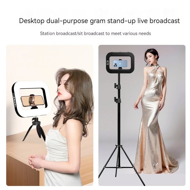 Portable Rabbit Cage Selfie LED Ring Light – Rechargeable Fill Light for Mobile & Live Streaming