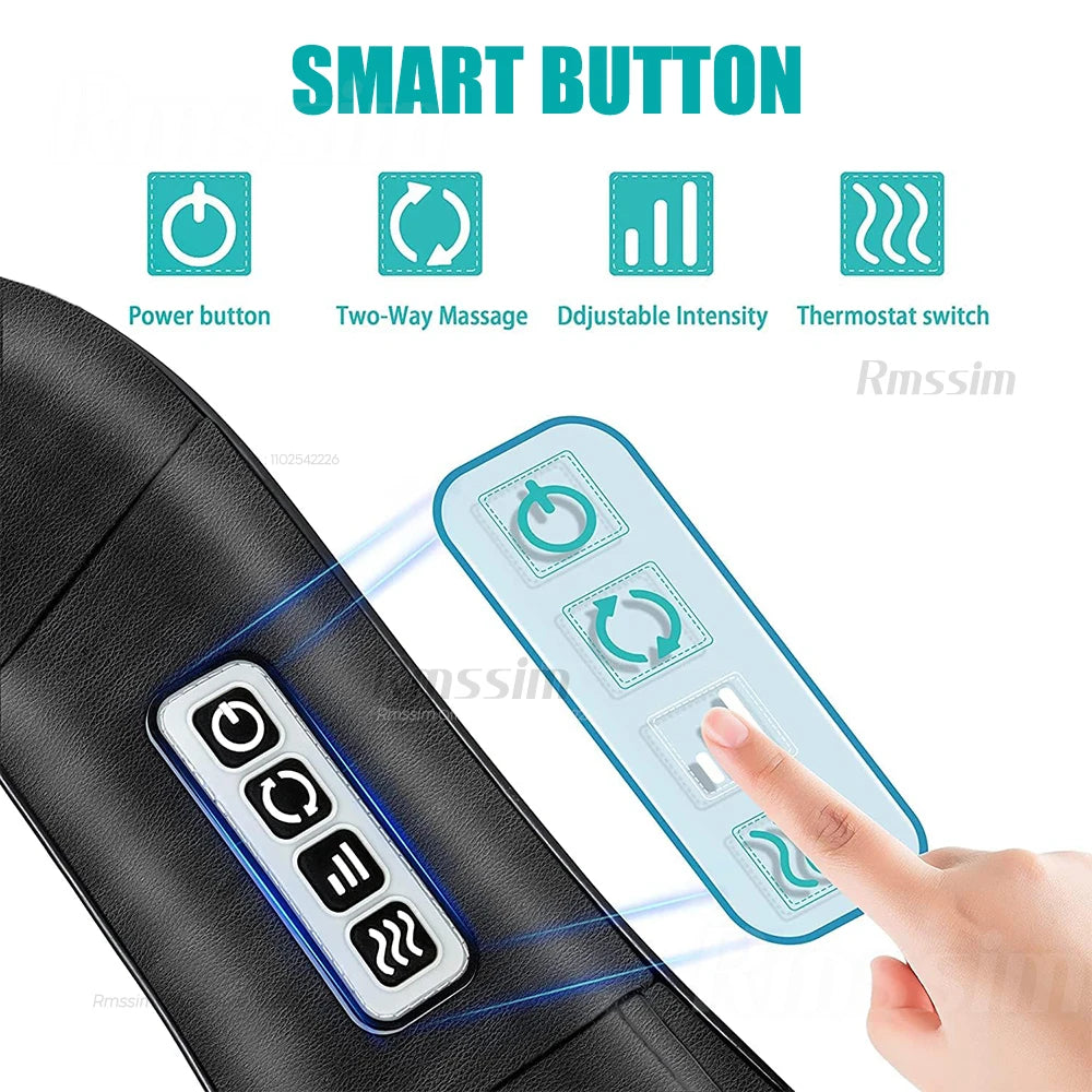 Professional Shiatsu Neck & Shoulder Massager – Heated Deep Kneading Electric Massage Pillow