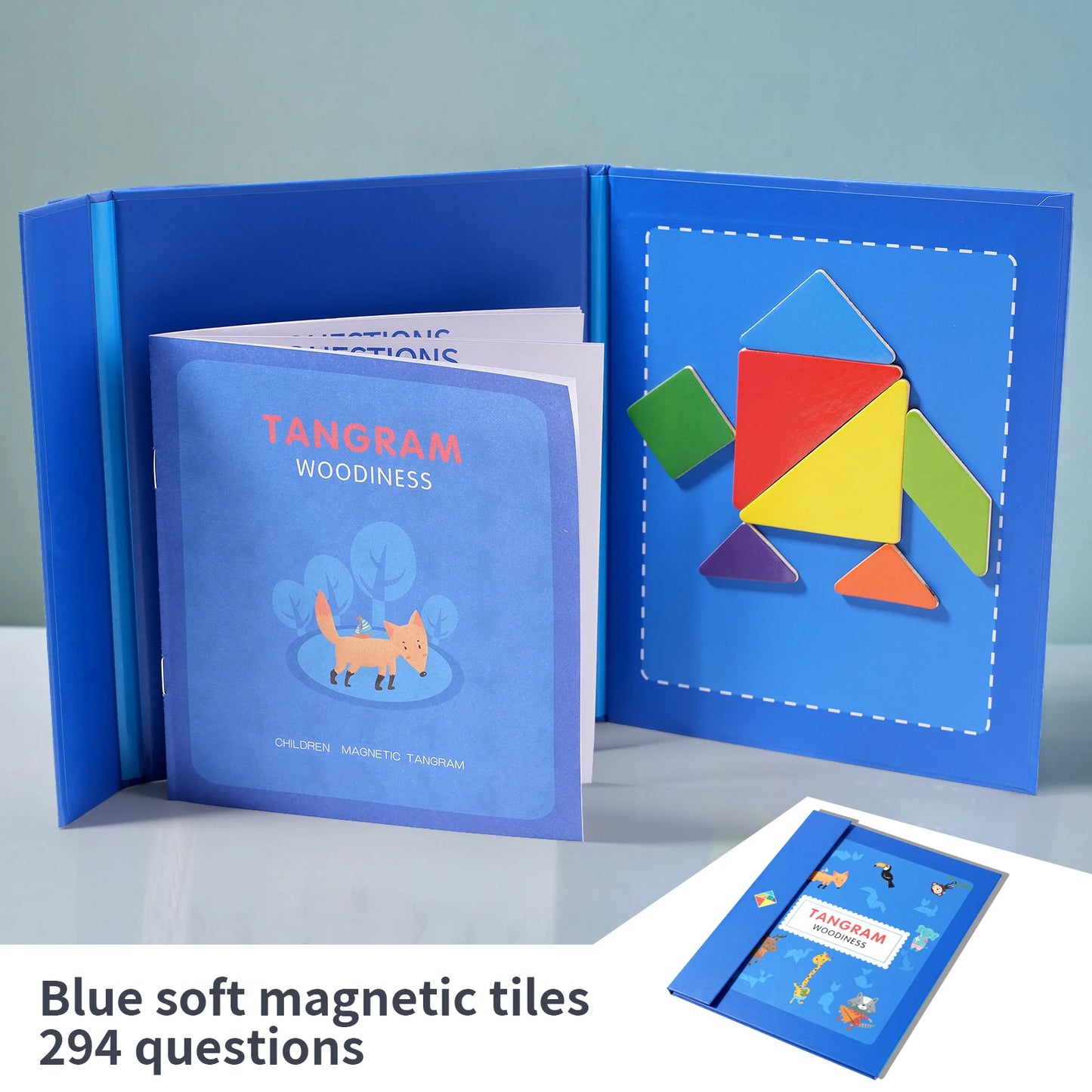 Magnetic Wooden Tangram Puzzle Book – Montessori Learning Toy for Kids