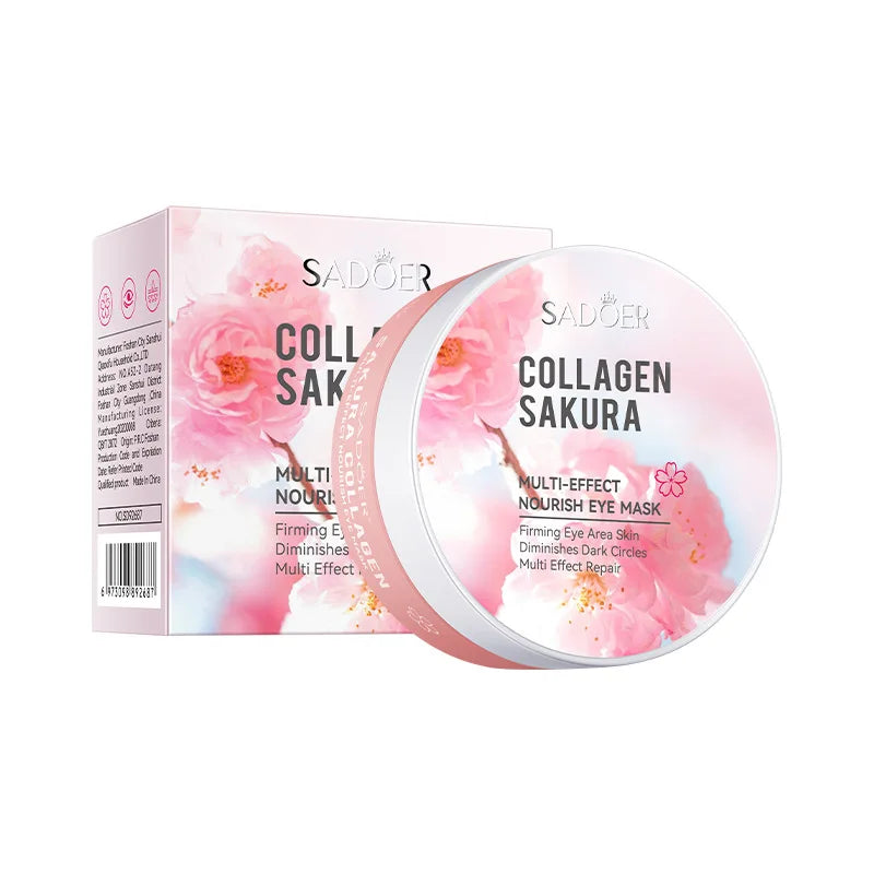 60pcs SADOER Sakura Collagen Eye Masks – Dark Circles, Puffiness & Eye Bags Removal