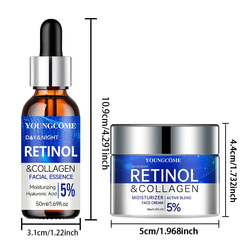 Retinol Collagen Cream & Serum Combo Set – Hydrate, Repair & Smooth Wrinkles for Youthful Skin