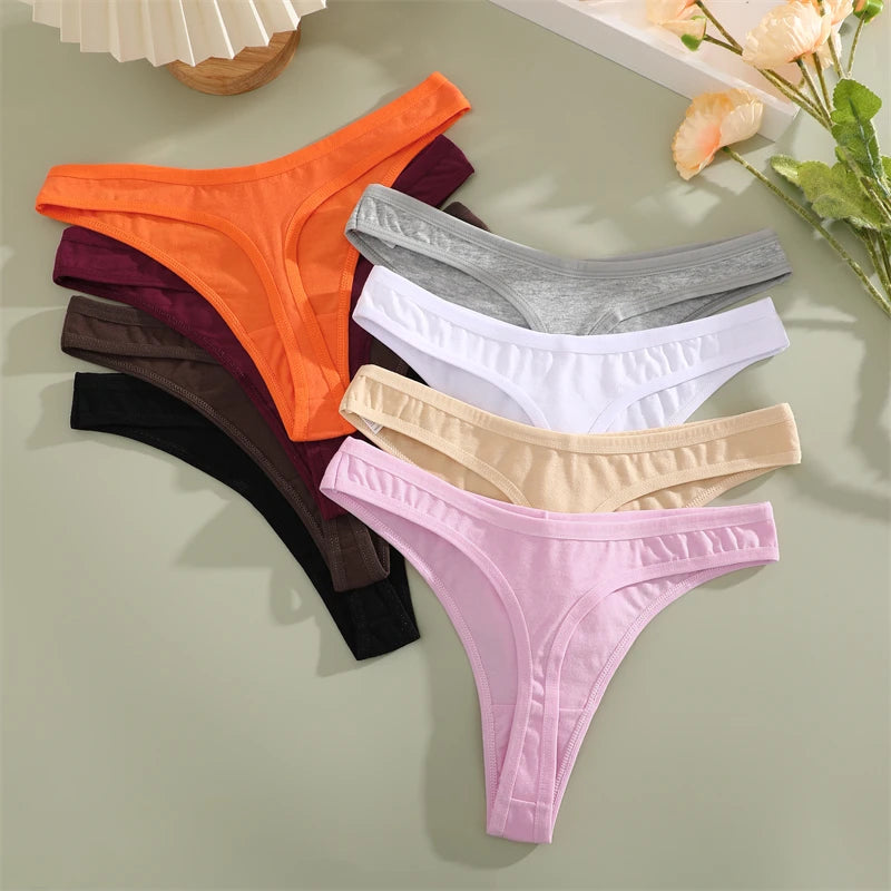 4PCS Women's Cotton Thongs Panty Set – Sexy Low Waist G-String Underwear