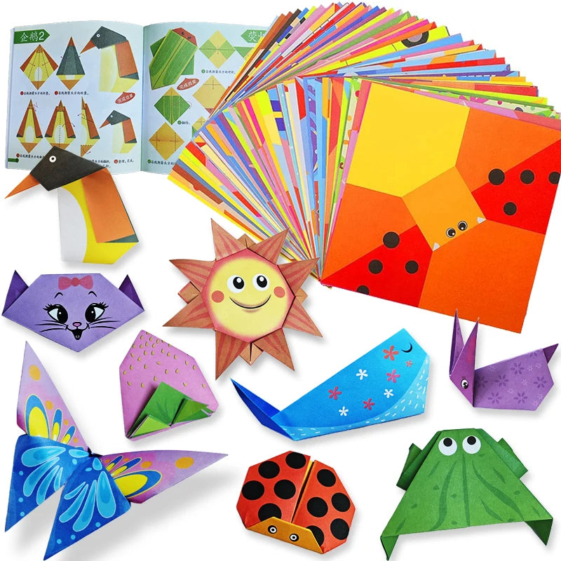 Origami Paper Craft Kit for Kids – DIY Paper Folding Set with Book & 30/96 Sheets