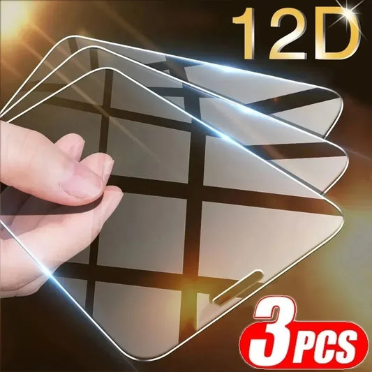 3Pcs Tempered Glass Screen Protector for iPhone 15 14 13 12 11 Pro Max / Mini / XR / X / XS / 8 / 7 Plus