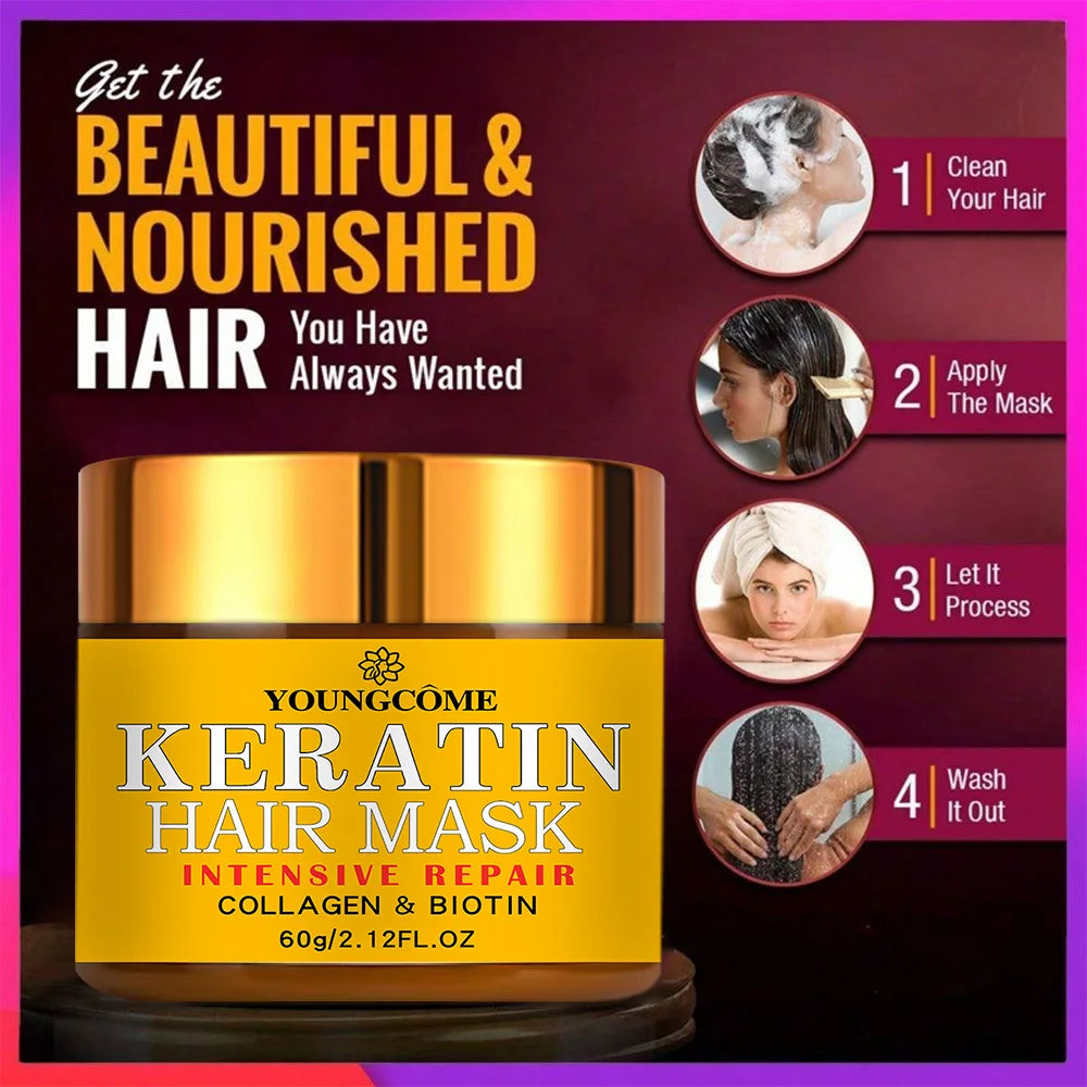 Keratin. Collagen & Biotin Hair Mask – Deep Repair & Nourishment for Dry, Damaged Hair