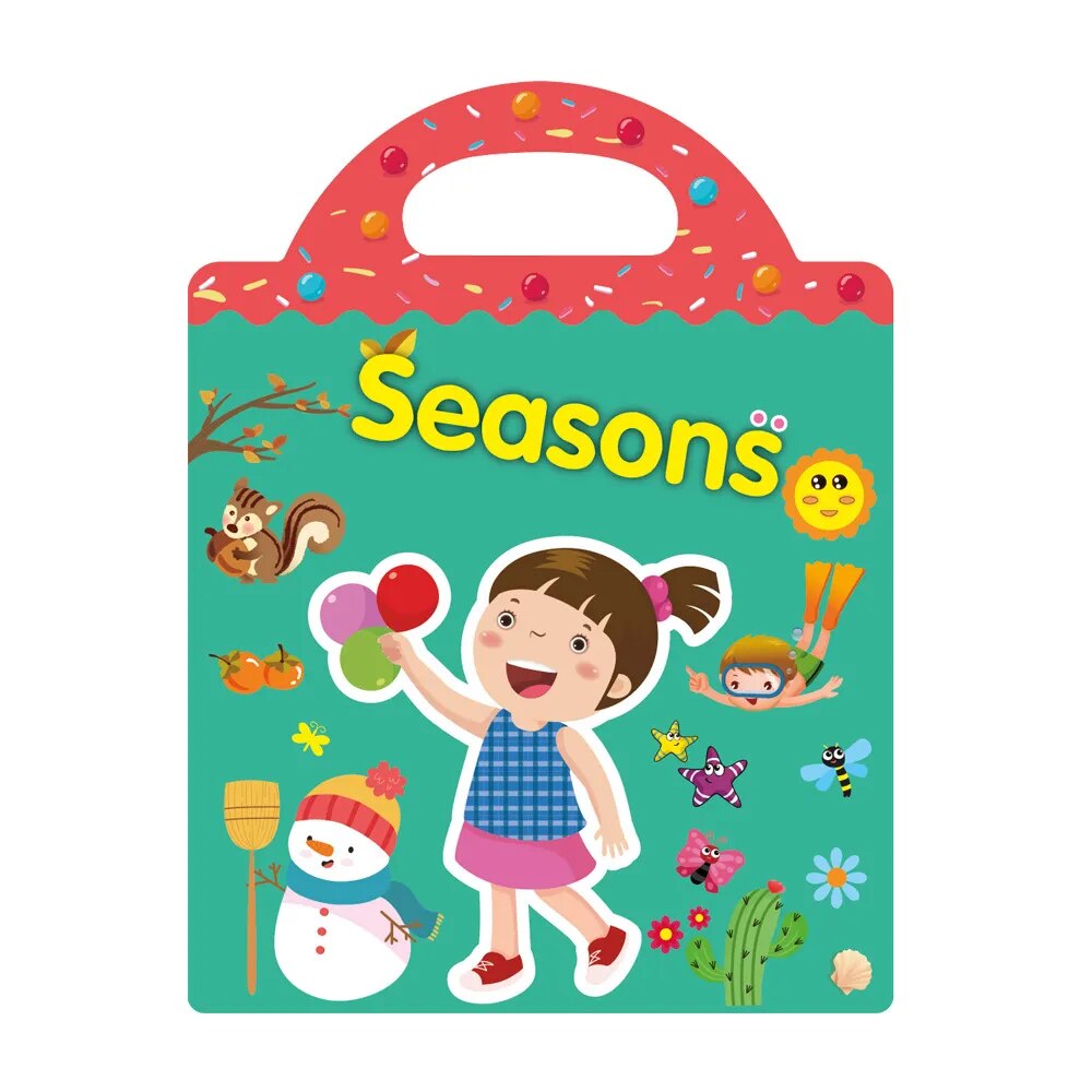 Reusable Sticker Book for Kids – Cute Cartoon Animals & DIY Puzzle Scenes