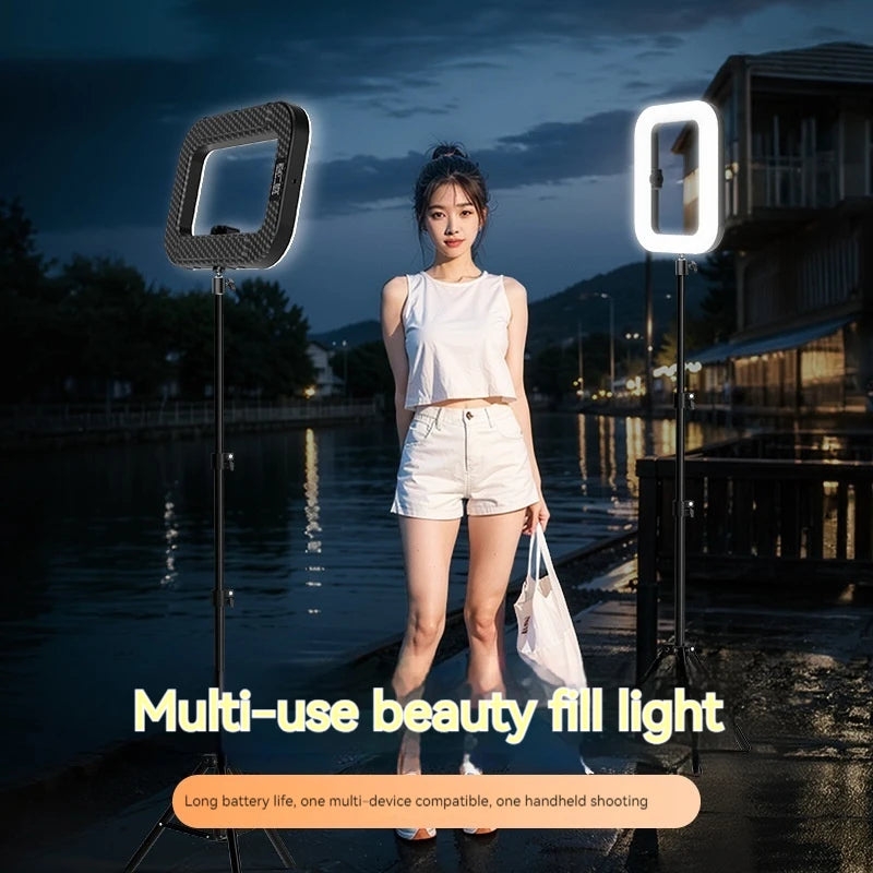Portable Rabbit Cage Selfie LED Ring Light – Rechargeable Fill Light for Mobile & Live Streaming