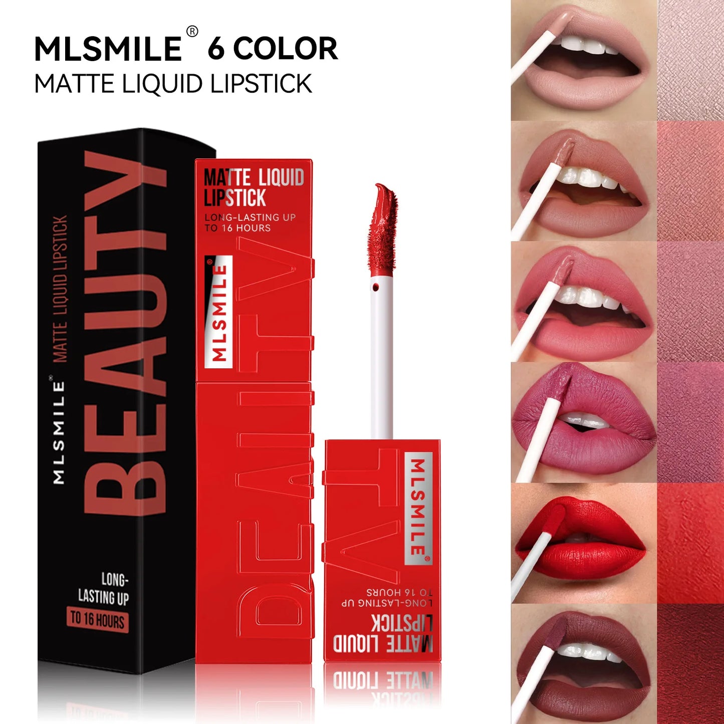 π MLSMILE 6-Color Matte Liquid Lipstick β Non-Stick, Matte & Long-Lasting!