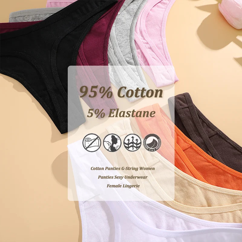 4PCS Women's Cotton Thongs Panty Set – Sexy Low Waist G-String Underwear