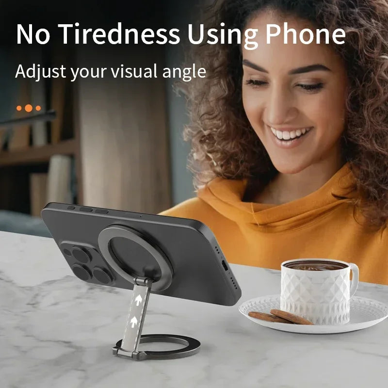 MagSafe Magnetic Phone Ring Stand – 360° Kickstand Grip for iPhone & Android
