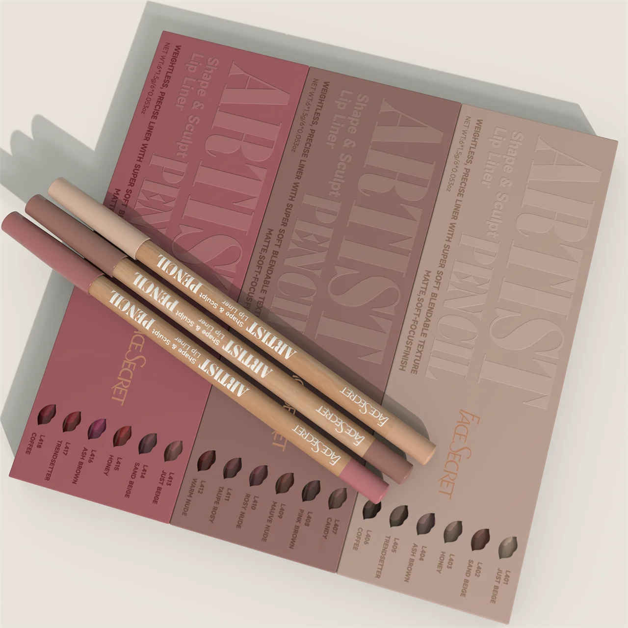 Face Secret Lip Liner Pencil Set – Smooth, Precise, & Long-Lasting